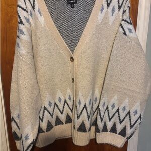 Torrid Cream and Gray Patterned Cardigan